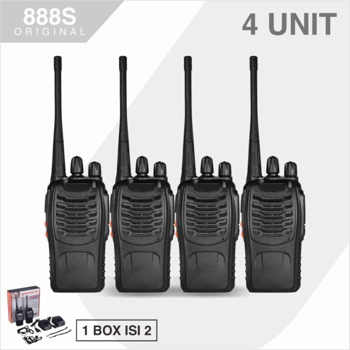 Terlaris Paket 4 Unit Bf-888S Radio Ht Handy Talkie Walkie Talkie