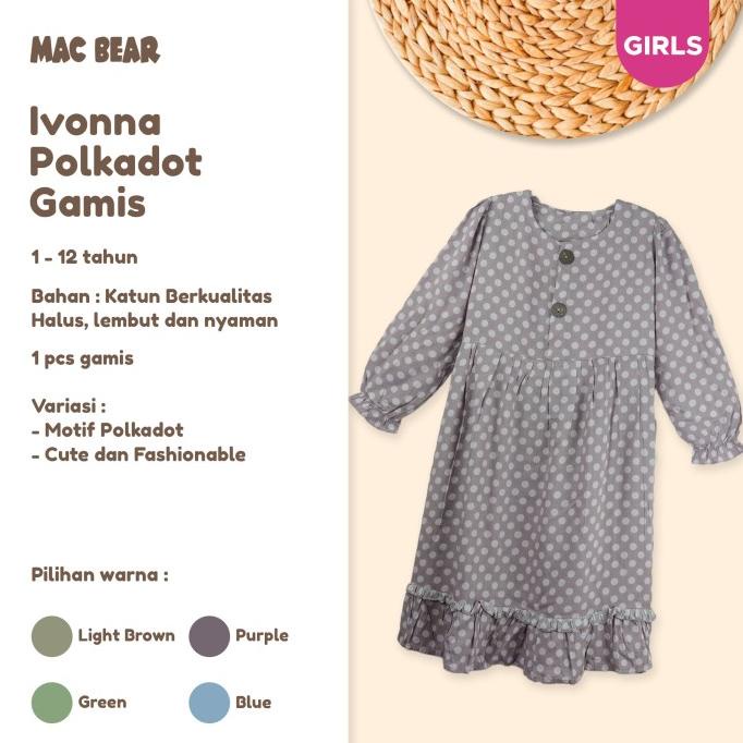 MacBee Baju Anak Perempuan Gamis Anak Muslim C Ivonna Polkadot