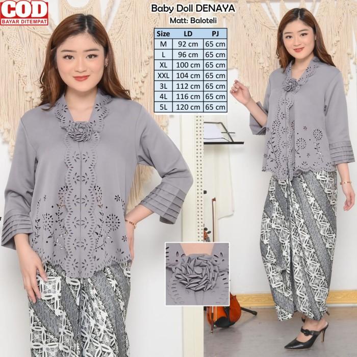 Terlaris Atasan Kebaya Wanita Modern Laser Cut Warna Abu| Kebaya Wisuda Jumbo