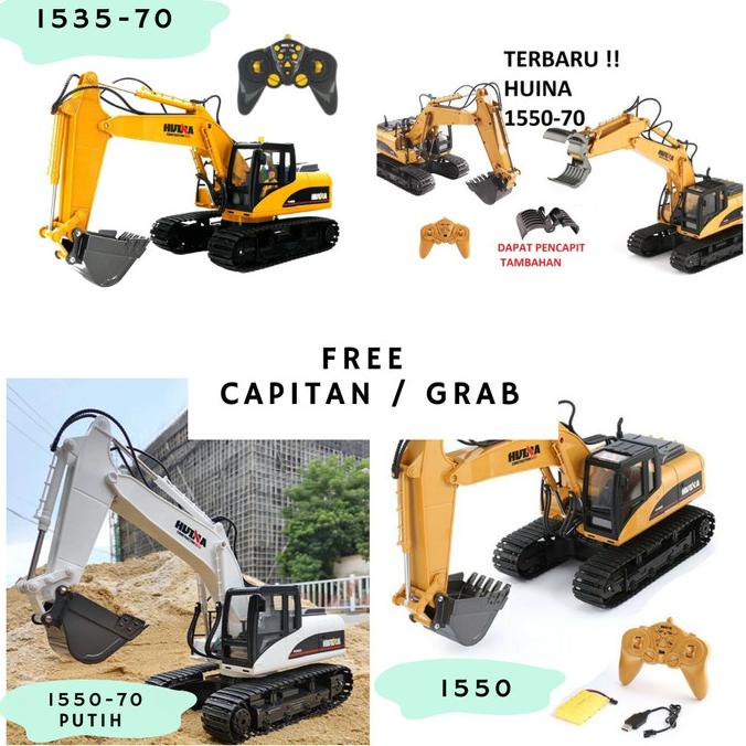 Huina 1550 15 channel Excavator with metal shovel RC Alat Berat