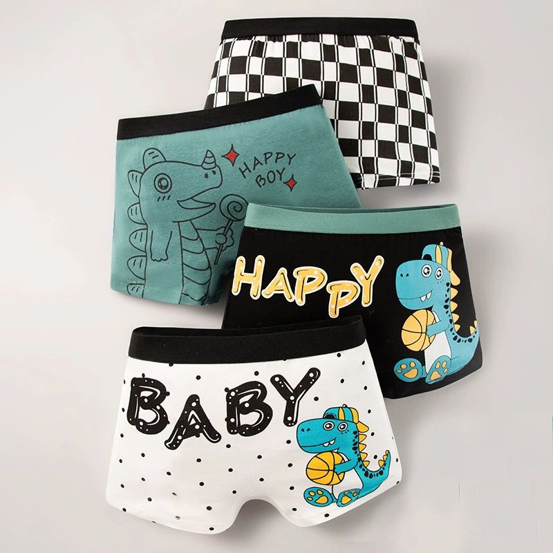 (2-10 Tahun) 4 PCS Katun Murni CD Celana Dalam Anak Laki Laki Celana Dalam Boxer Anak celana dalam bayi