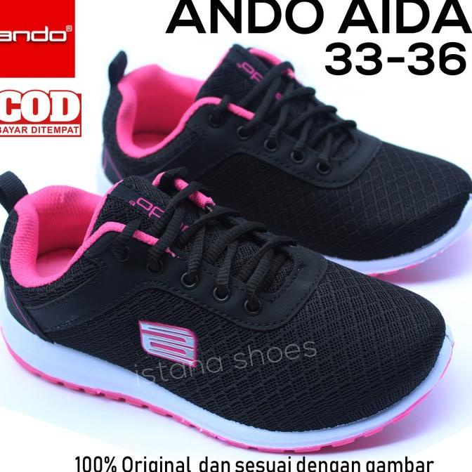 SEPATU ANAK SEKOLAH PEREMPUAN HITAM - ORIGINAL ANDO PLANO Hitam pink