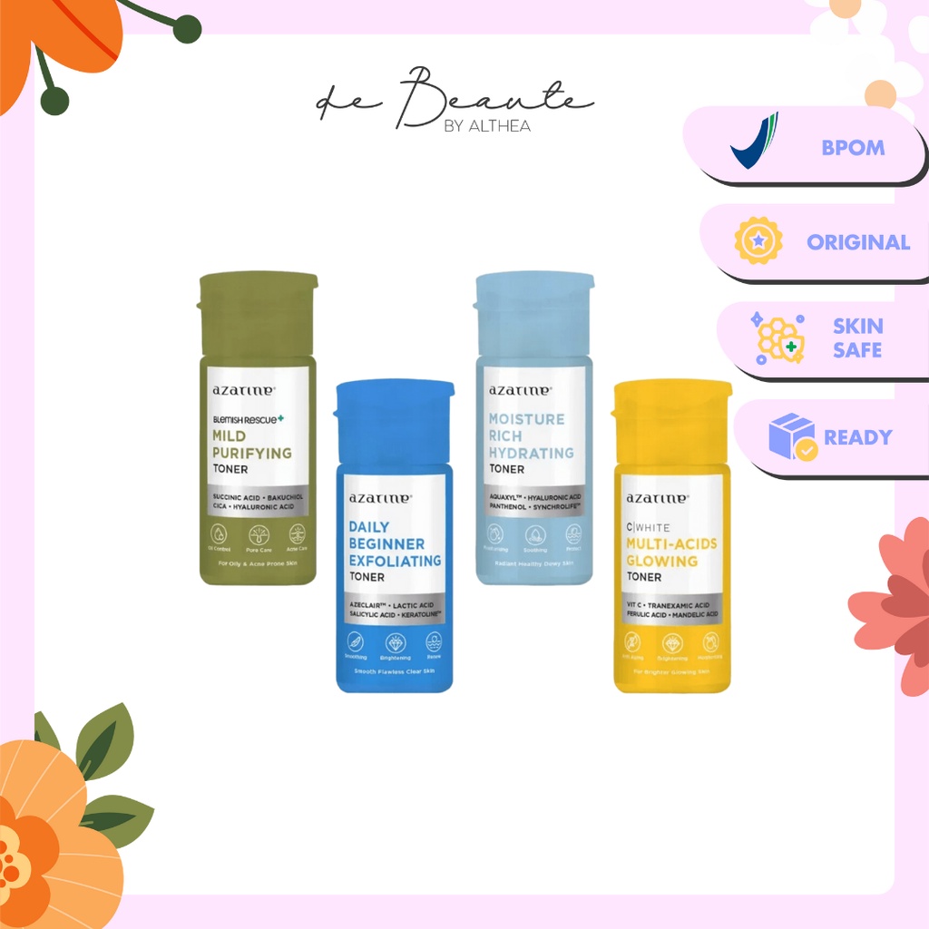 Azarine Toner Series Daily Beginner Exfoliating | Moisture Rich Hydrating | Mild Purifying | Multi-Acid Glowing 90ml