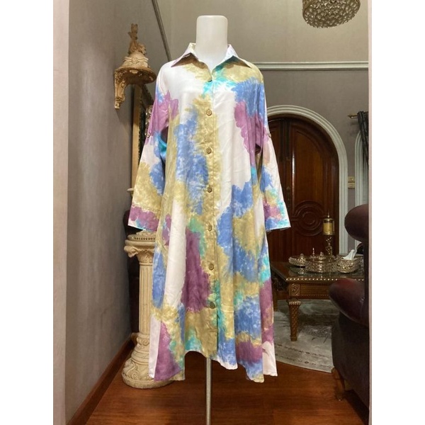 Tunik Kancing Tie Dye Jumputan Busui Frendly / Tunik Cotton Mikro / Tunik Silk / Tunik Tie Dye / Tunik Palembang / Tunik Murah / Atasan Wanita / Pakaian Wanita / Tunik Bestseller / Tunik Palembang / Tunik