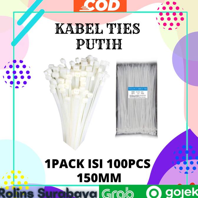 

_^_^_^] Kabel Tis 15 cm 100 mm Cable Ties Tie Nylon Nilon Kecil Putih 100 pcs
