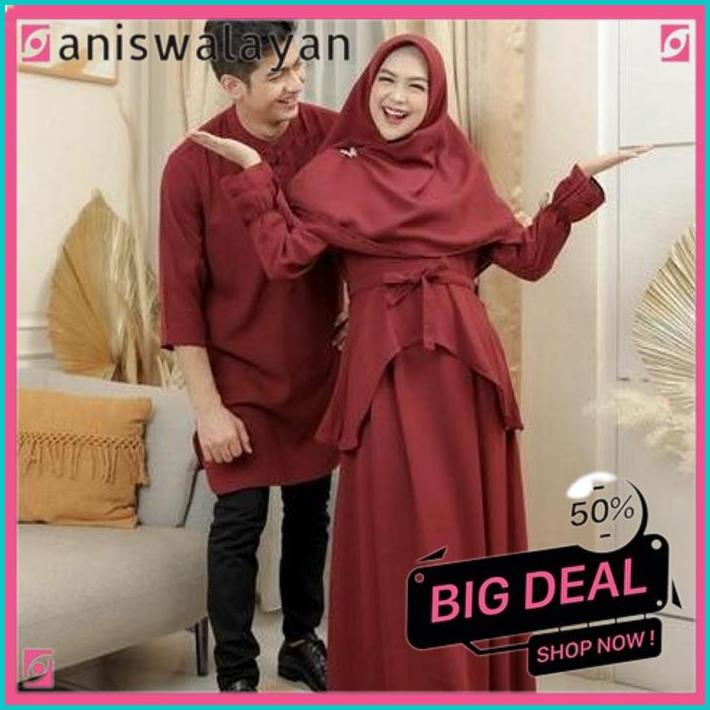 POPULER RIA RICIS RYAN TR COUPLE BAJU PASANGAN GAMIS SYARI + SIRWAL MUSLIM WANITA PRIA POLOS PESTA K