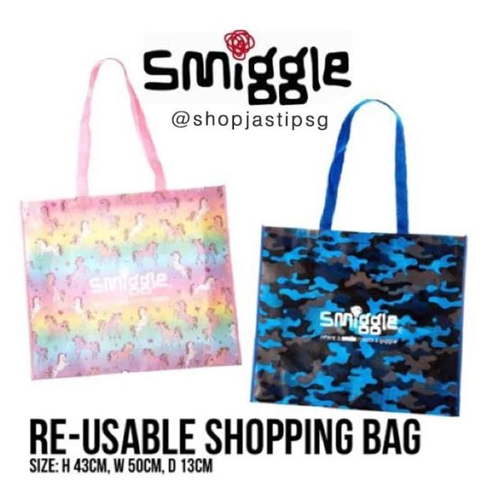 Smiggle Reuse Me Bag Large Reusable Shopping Travel Bag Tas Belanja