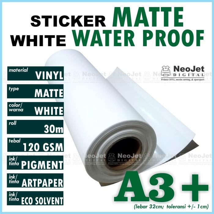 

Stiker Sticker Vinyl Matte Inkjet Waterproof Doff Doft Mate A3+ Putih