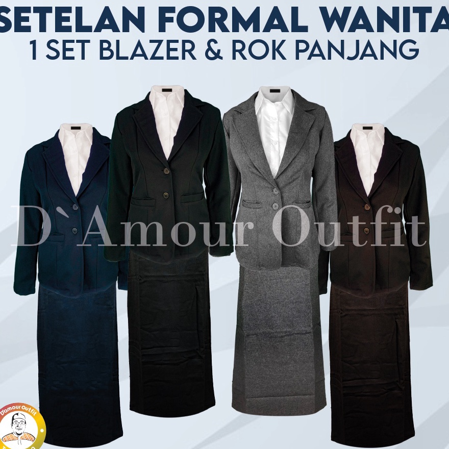 Setelan Formal Wanita, Setelan Blazer & Rok Panjang Wanita, Blazer Formal Wanita, Rok Panjang Formal