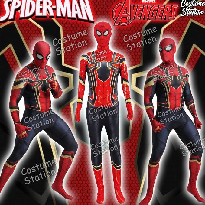 Kostum Spiderman Black Gold Marvel / Costume Avengers Superhero dewasa