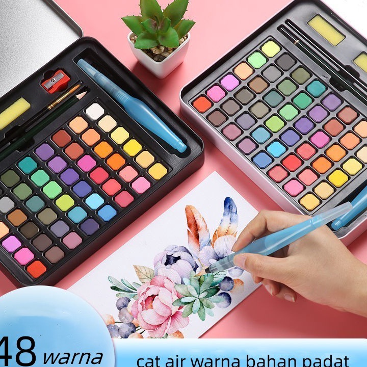 

✨Promo✨ Hari Ini cat air warna 36 dan 48 warna /alat cat air warna per set ( sudah termasuk kuas dan kertas lukis) murah