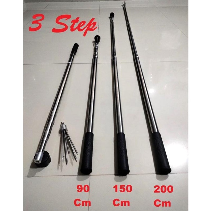 HARPOON TOMBAK IKAN 5 PRONG BAHAN STAINLESS STEEL GALAH