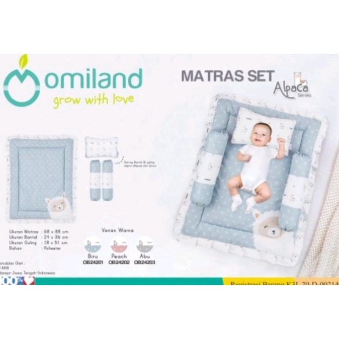 Omiland Baby Mattress Matras Bayi Set Bantal + Guling Alpaca Ob 24201