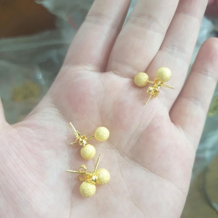 Hiasan Giwang Anting Tindik Tusuk Bola Pasir Gold Emas Asli Polos 700 70% 16K