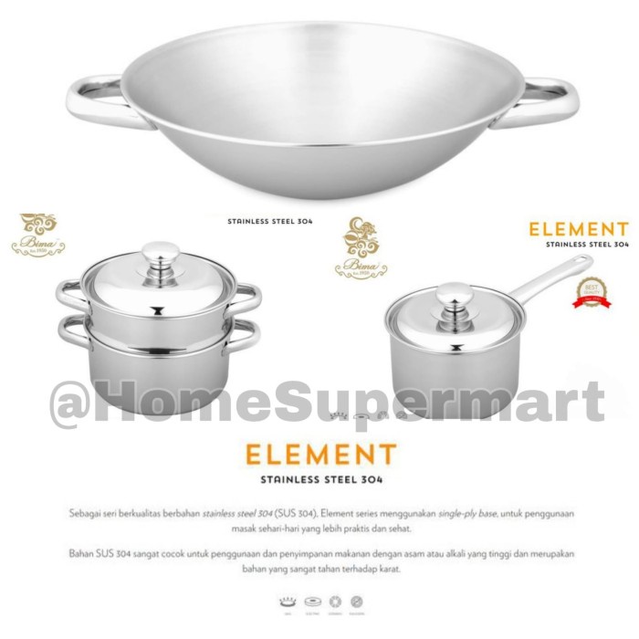 Terlaris Bima Element Wajan Penggorengan Sauce Pan Saucepot Stainless Steamer