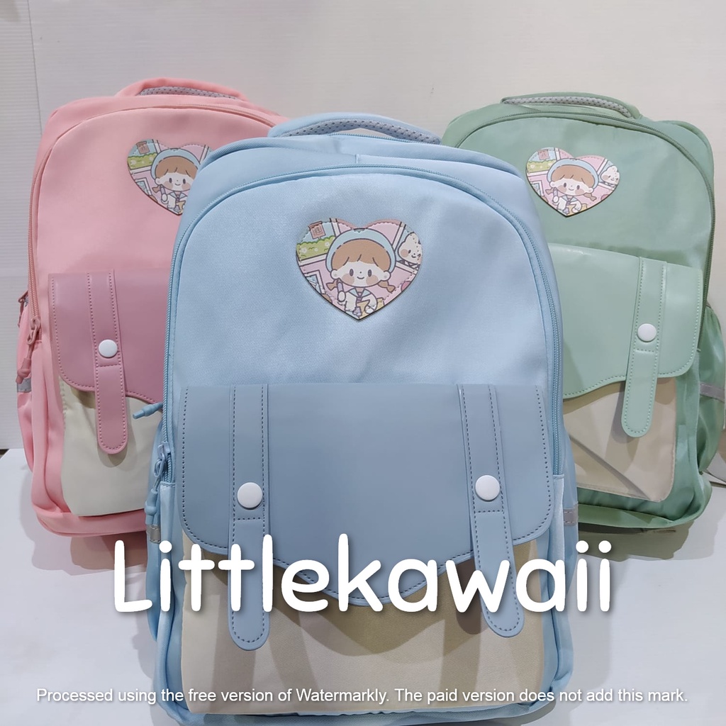 LK/Tas Ransel Laptop Backpack Parasut Sekolah Fashion Anak Remaja Shy Fly To You Cool Flower Gantungan Import