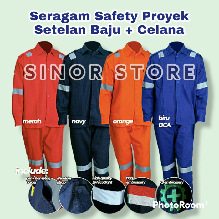 Wearpack Wearpack Safety Model Setelan Baju +Celana Seragam Kerja Pabrik Proyek