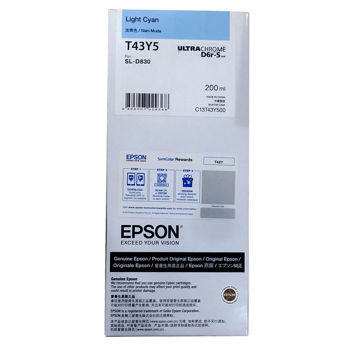 Ink Tinta Catridge Epson Sl D830 Sl-D830 Drylab T43Y T 43Y T 43 Y Original