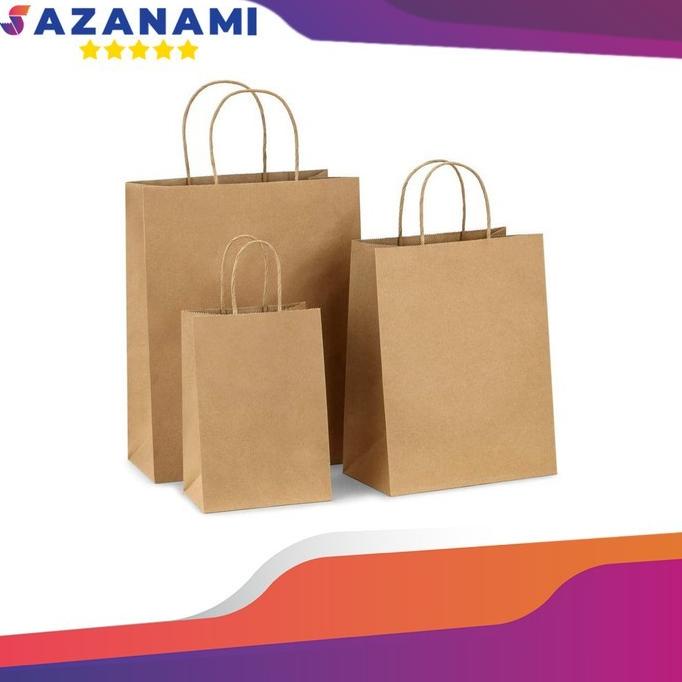 

PAPERBAG KANTONG KERTAS L 28 X 41 X 13.5 BAG COKLAT TALI POLOS 50PCS