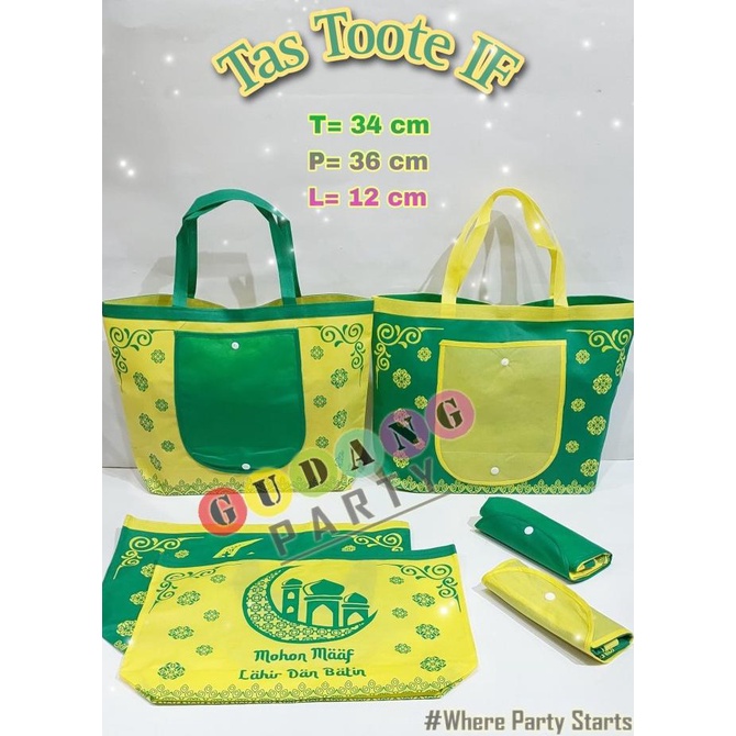 

Toote Bag Besar Lebaran/Tas Idul Fitri/Kantong Belanja/Tas Lipat IF