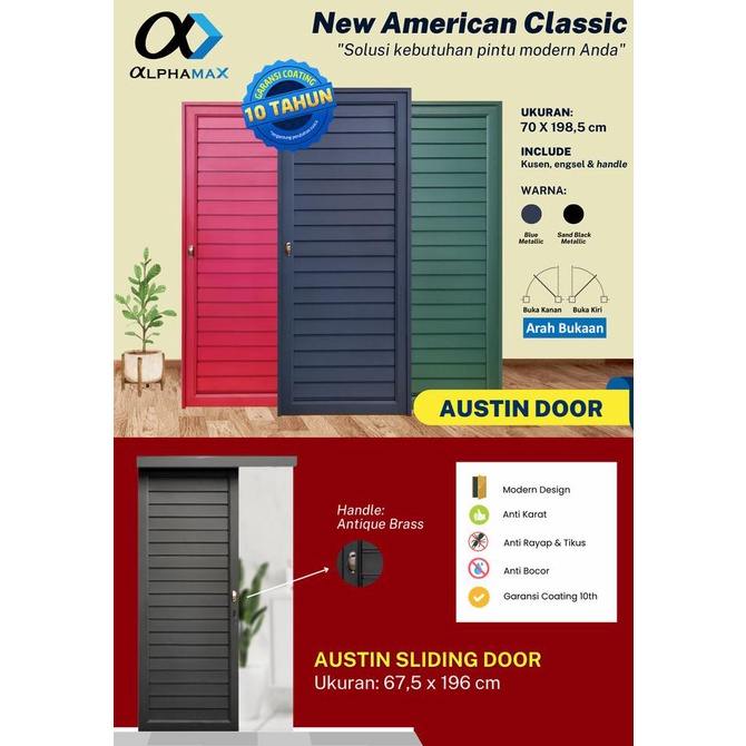 Austin Door - Sliding Pintu Alphamax Aluminium /Pintu Kamar Mandi