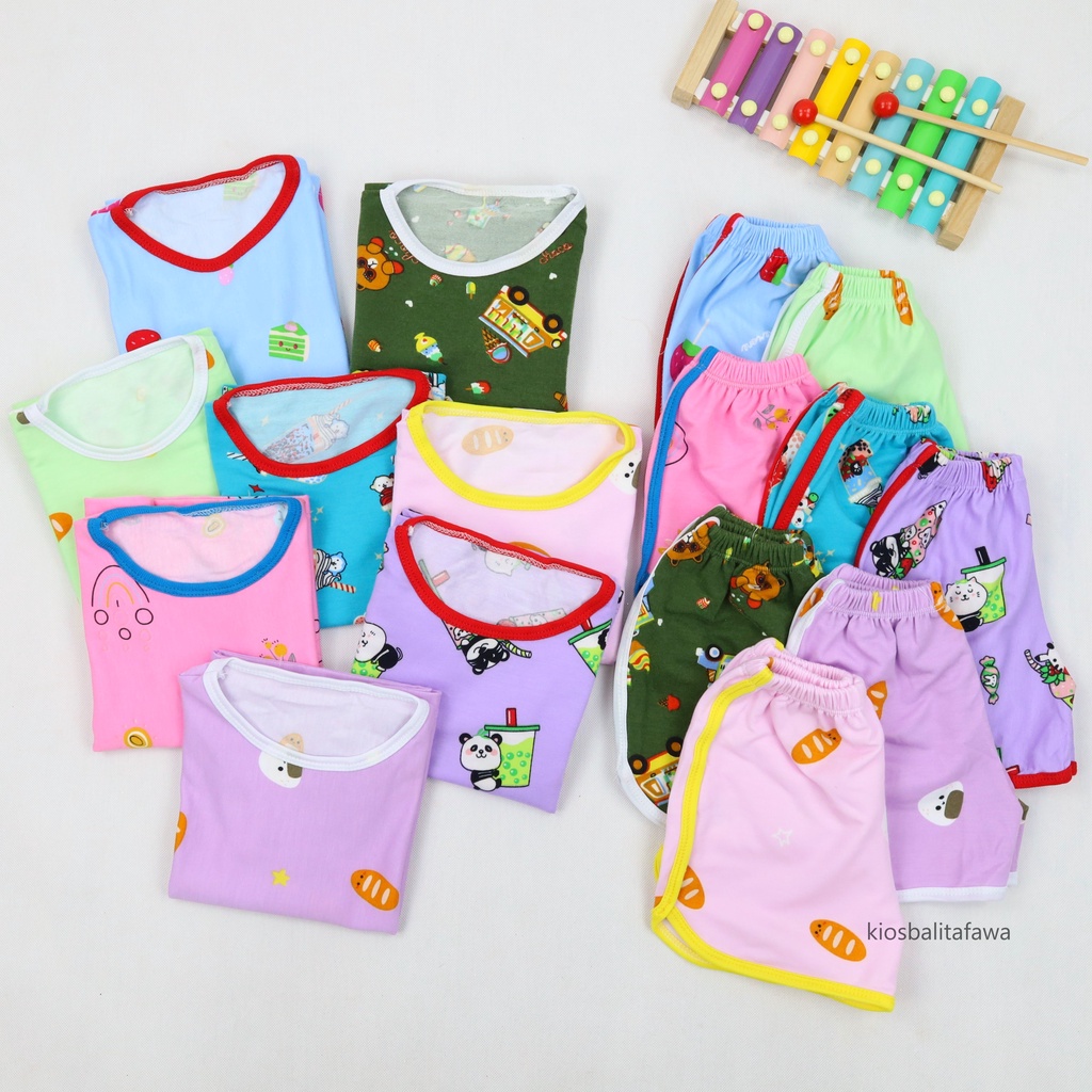 [MOTIF] Setelan Chuba Chups Bayi / Set Baby Laki Perempuan Stelan Baju Tidur Pajamas Unisex Polos Pendek Adem 6-12 Bulan babycinnamon