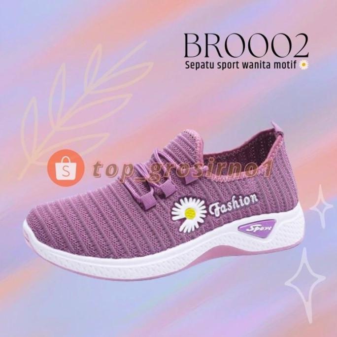 TOPGROSIR LV0002 Sepatu Wanita Motif Bunga Import Sneakers Korea
