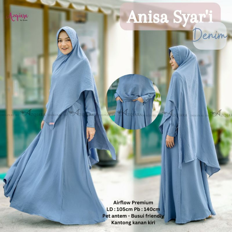 Gamis Syari Polos Set Jilbab Gamis Anisa Syari Jumbo Busui