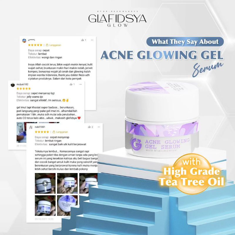 ACNE GLOWING GELL SERUM GLAFIDSYA OFFICIAL STORE SKINCARE DR. REZA GLADYS SERUM JERAWAT SERUM ACNE O