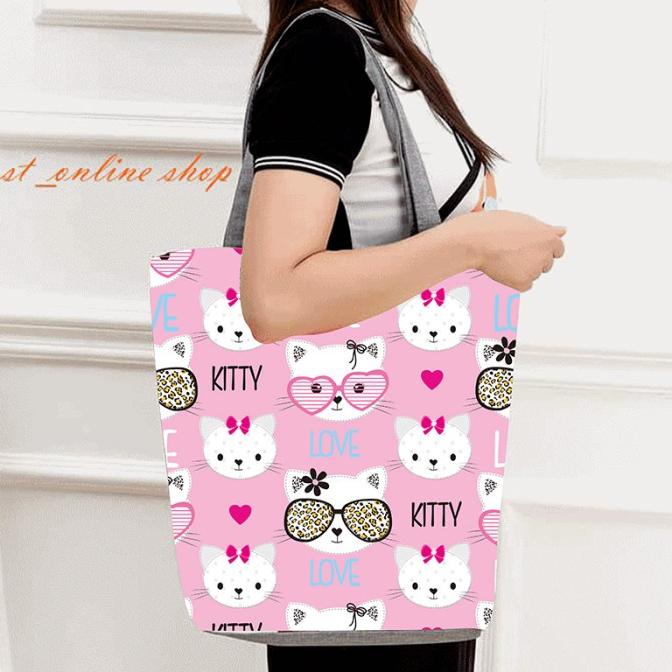 Tas Tote Bag Wanita Totebag Import Kanvas Korea Miniso TTB 09