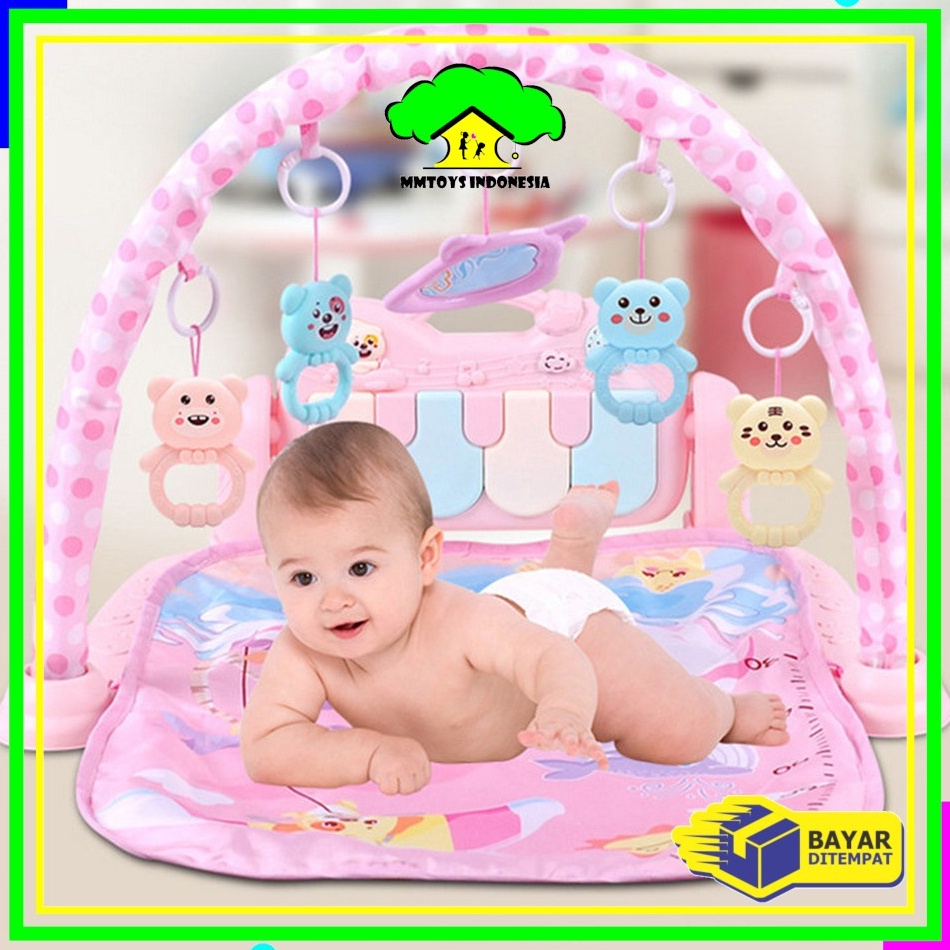 LANGSUNG ORDER| MI-M15-16 Baby Play Gym Mainan Anak Bayi Rattle & Piano Playmat Matras / Kasur Bayi 