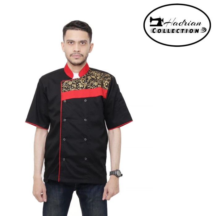 Best Seller Baju Koki Combination Batik Baju Chef Seragam Koki Propesional
