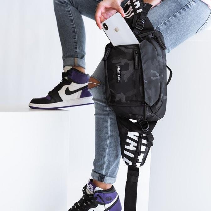 Tas Private Label Black Camo / Waistbag Private Label Black Red Non Lixiaomei
