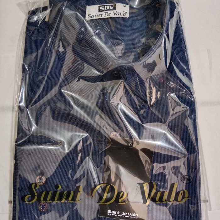 Kemeja Pria Tangan Panjang Salur Halus Biru