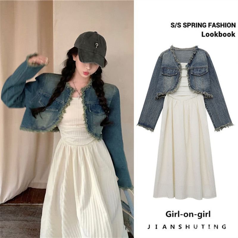 [✅BISA COD] #Sisjuly# Jaket denim wanita / jaket denim pinggiran pendek berpotongan bulu wanita + se