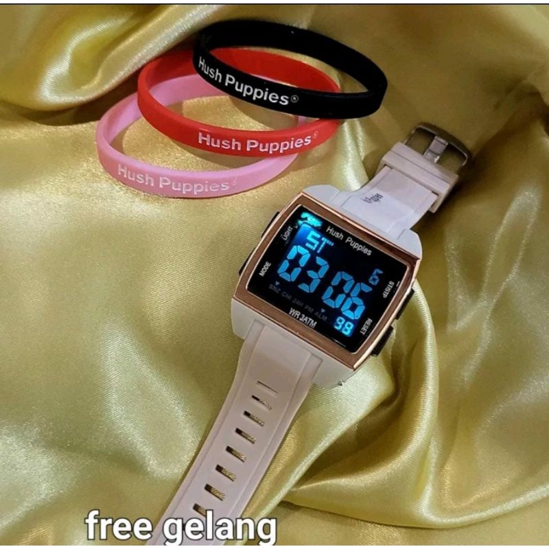 Big Sale! Jam Tangan Hush Puppies Free Gelang Random Terlaris Digital Pria Wanita Kasual Tahan Air Berenang