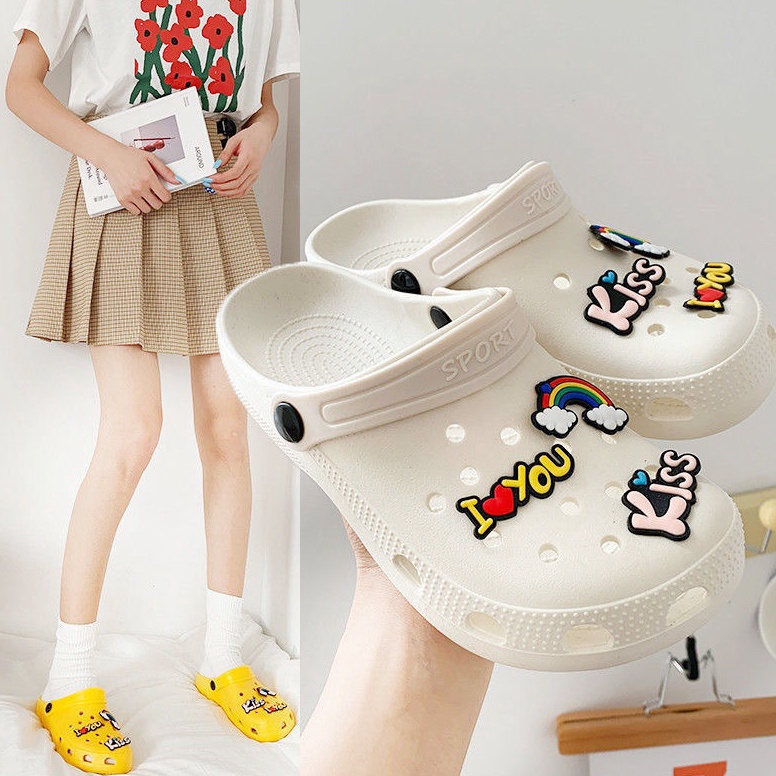 (C.K✯11✪] Sandal Crocs Lobang Fuji Jibbitz Medis Praktek Dokter Perawat Stiker Pin Kodok Baim Karet 