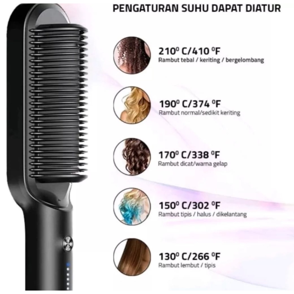 Catok Sisir Pelurus Rambut New Fast Hair Straightener Combs Curler 2 IN 1-Catokan Sisir Listrik Pelurus Rambut 2 IN 1