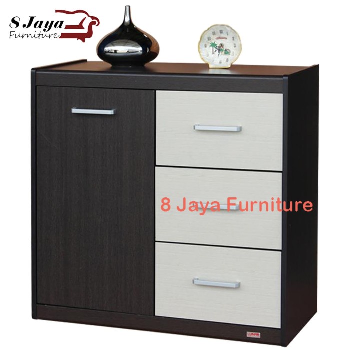 Best Seller Rak Buku Meja Tv Tamu Drawer Buffet Kayu Minimalis 80 Serbaguna 3 Laci