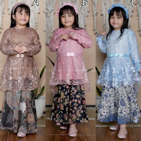 Setelan Kebaya Anak Tulle Bordir Brokat Kartinian Rok Batik Duyung