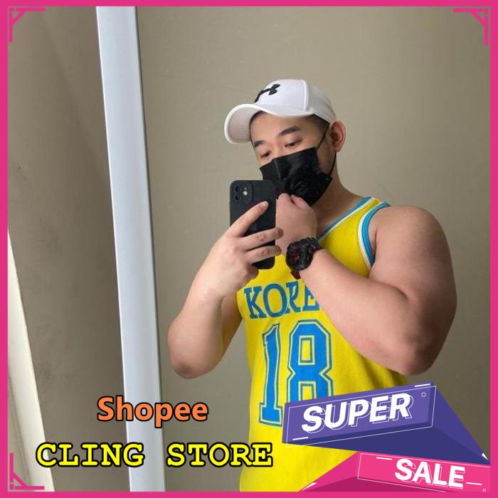SINGLET IMPORT BANGKOK TULISAN KOREA KAOS PRIA BAHAN BERKUALITAS