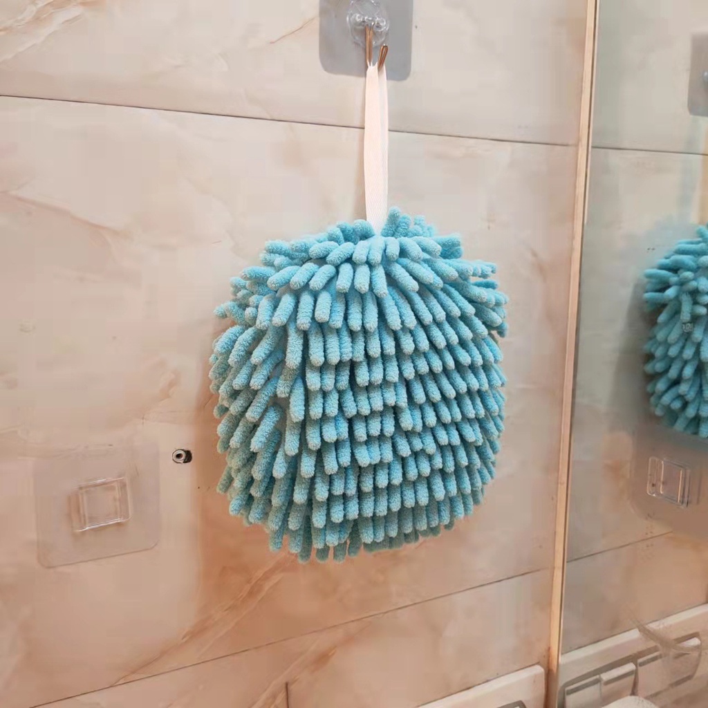 Holiven Handuk Tangan Chenille Gaya Jepang Gantung Besar Penyerap Dapur Handuk Tebal Masukkan Saputangan Kamar Mandi Bola Tangan