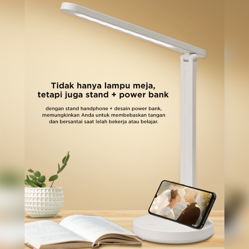 Holiven Lampu Meja / Lampu Belajar / Lampu Baca Lipat Desklamp LED Foldable 3 Warna Dimmer