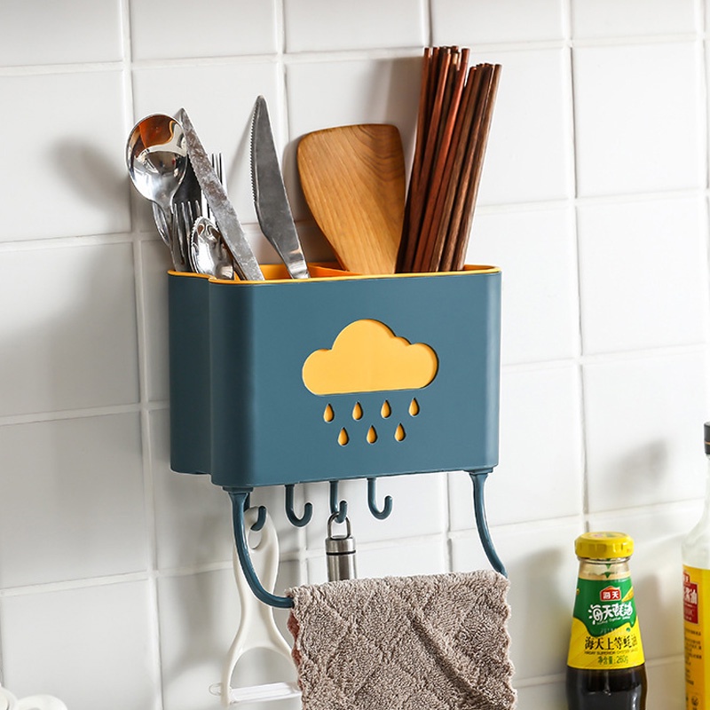 Holiven Rak Gantung Penyimpanan Dapur dan Kamar Mandi / Kotak Alat Masak Spatula Sendok Garpu Pisau Handuk Lap