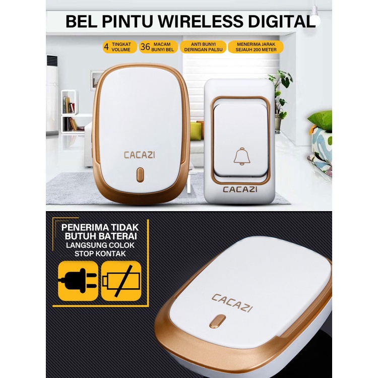 Holiven Bel Pintu Wireless Kendali Jarak Jauh Bel Panggilan Darurat