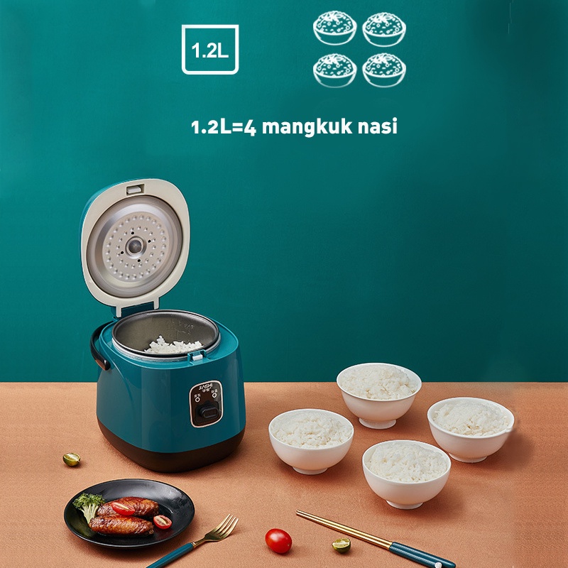 Holiven Rice Cooker Penanak Nasi Mini 1 Liter Untuk 2-5 Orang 4 Mangkuk Nasi