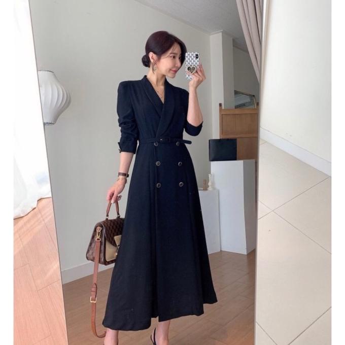 New Domain Dress Blazer Elegant Suit Slit Korea Gaun Korea Lengan Panjang Sale