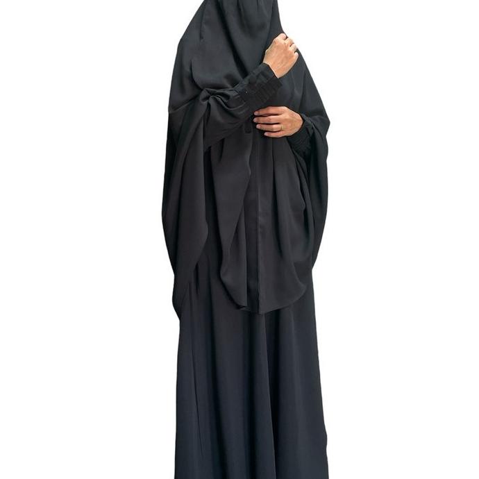 Gamis Syari Syar'i set Cadar dan Khimar bahan Wolfis Wollpeach