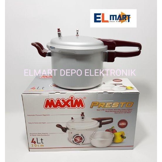Panci Presto Maxim 4 Liter Pelunak Daging Ikan 4L Pressure Cooker Ori
