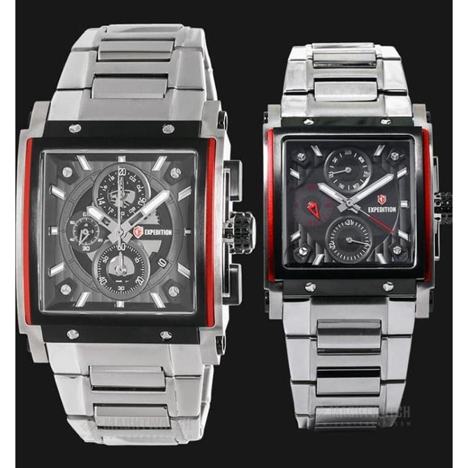 Sale Now Expedition E6731 / 6731 - Jam Tangan Couple Original - Silver Black Berkualitas
